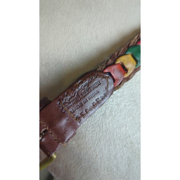 Rare Vintage Leather Multicolor Boho Folk Chic Belt Size 36\